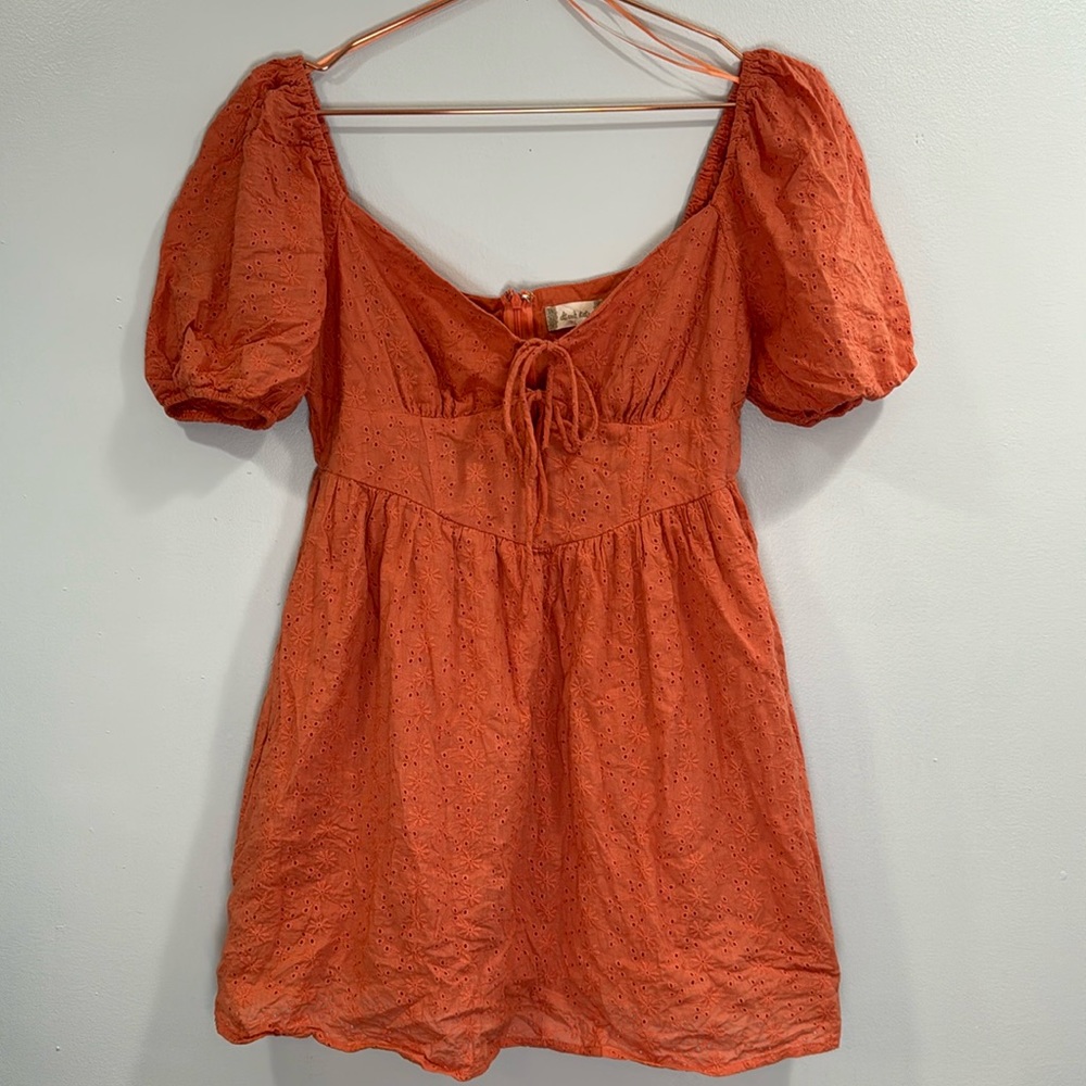 Altar’d State Orange eyelet baby doll dress Size large